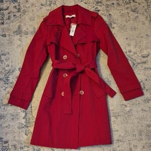 NWT New York & Company Vibrant Red Trench Coat M